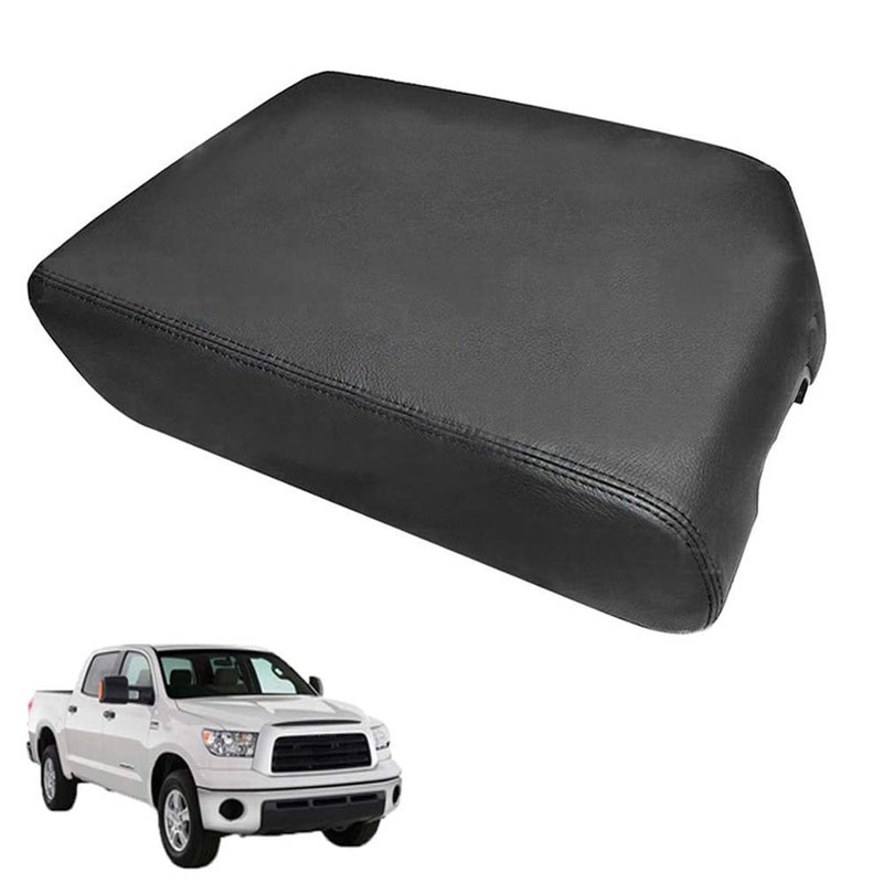 DSkoiph Center Console Lid Armrest Cover Leather Fit for Toyota Tundra 2007-2011 2012-2013 Bucket Seat Black Leather Part Only - Image 1
